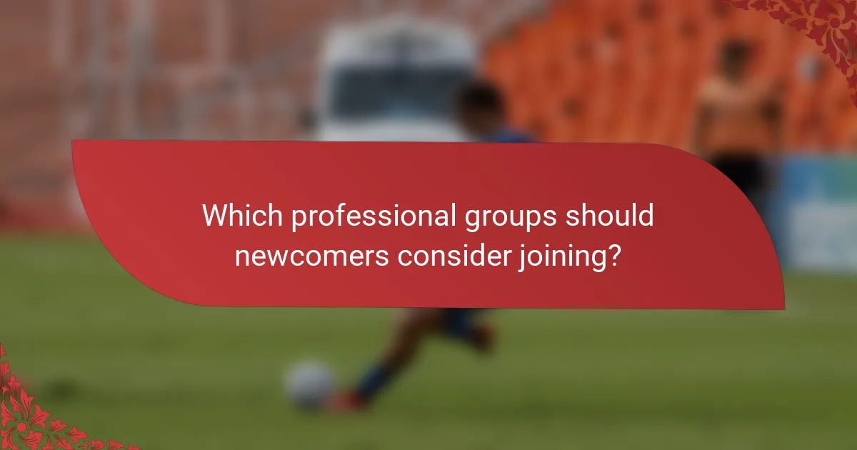 Which professional groups should newcomers consider joining?